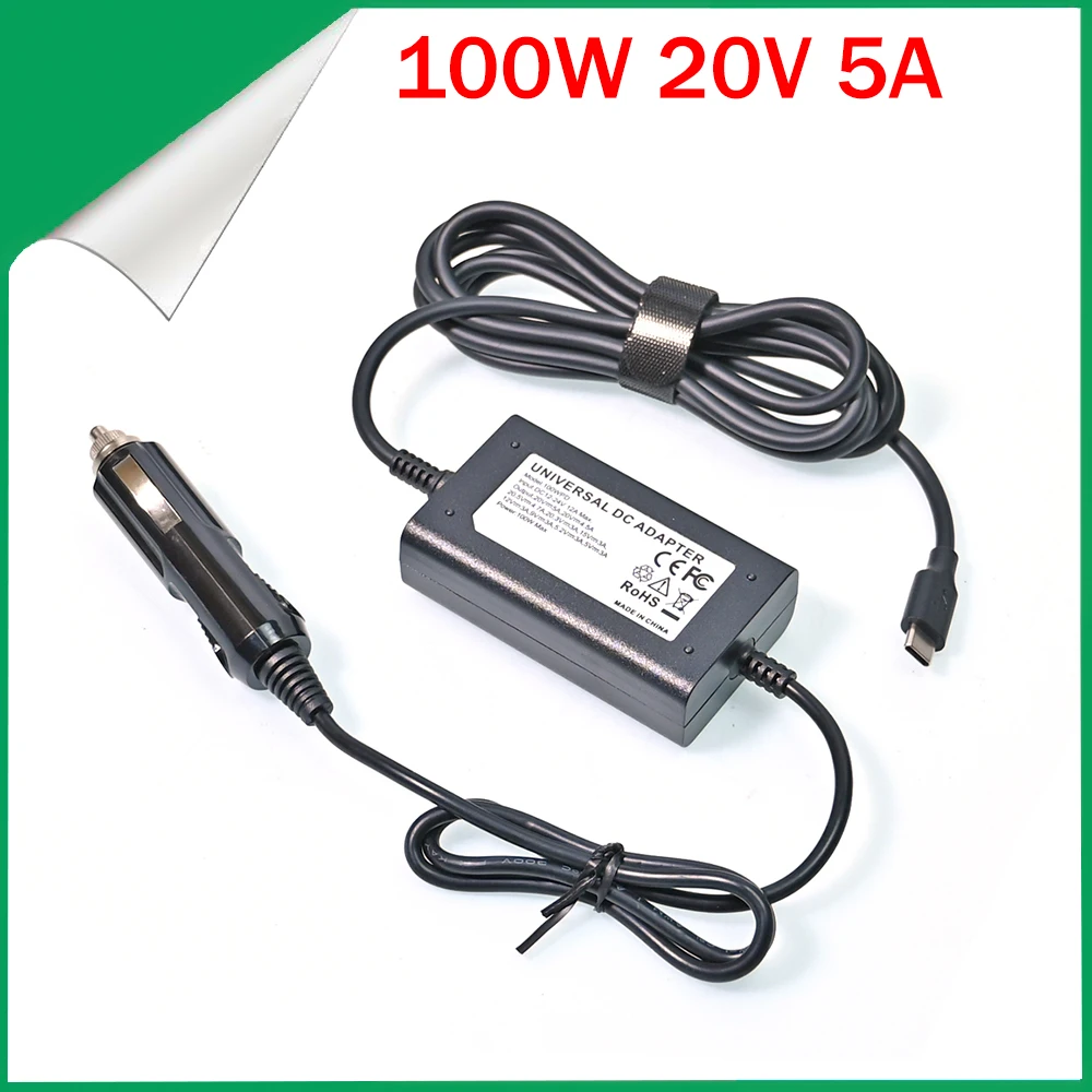 

100W 12V-20V Universal Car Charger USB-C PD 5V 9V 12V 15V 3A 20V 5A Laptops Tablets FOR LENOVO HP DELL ASUS