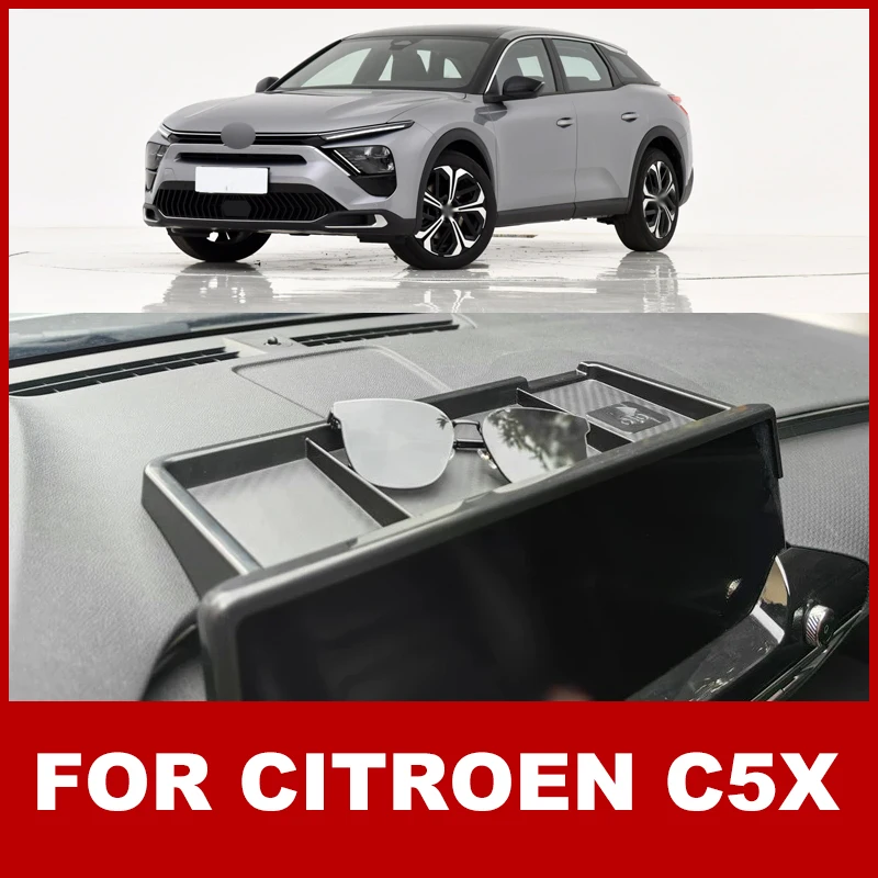 For Citroen C5X 2021 2022 2023 Screen Rear Storage Box Hidden Storage Tray Upgrade Behind Screen Tissue Box Accessories