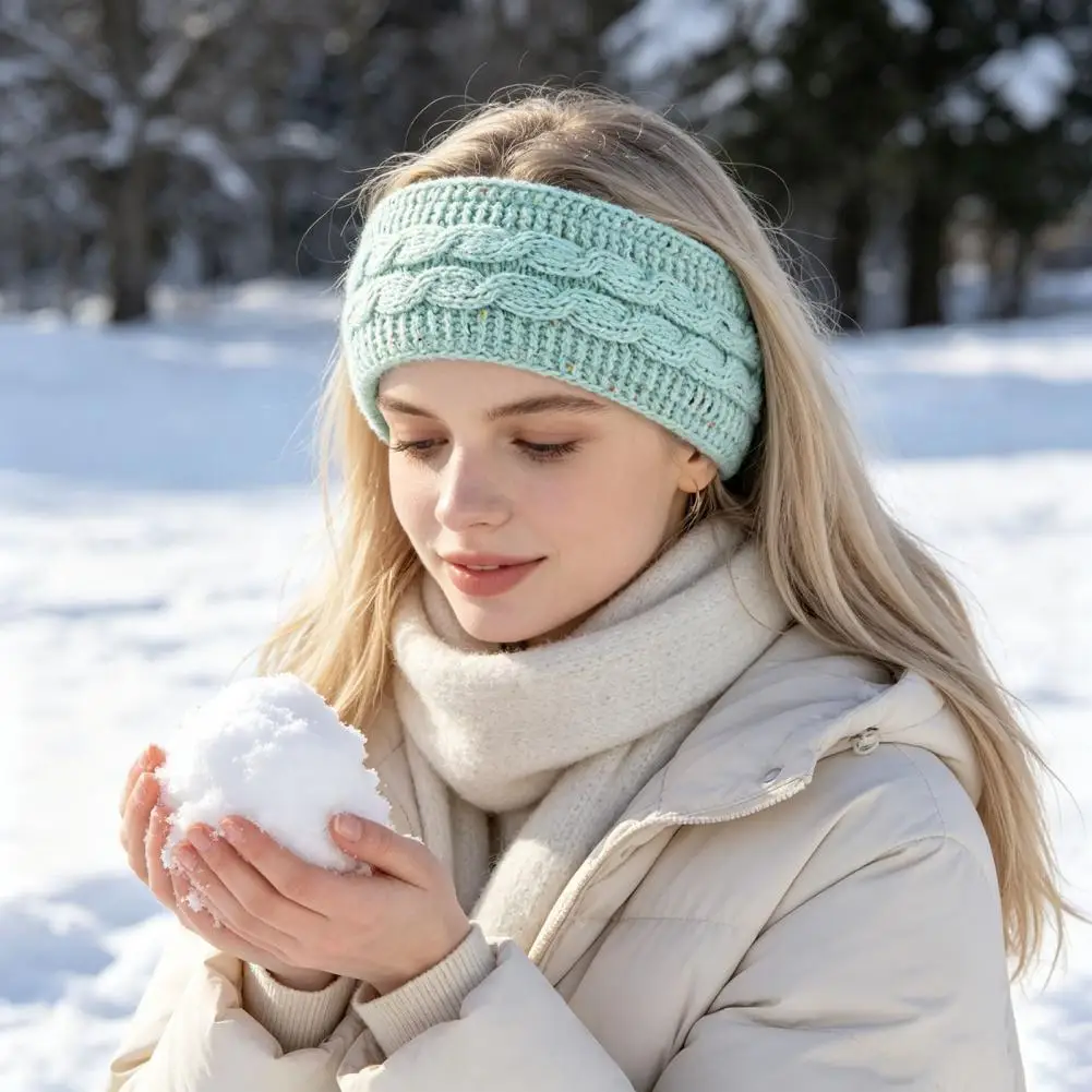 Fashionable Twist Knit Head Wrap Winter Headbands for Women Thick Knitted Ear Warmers Fleece Lined for Outdoor for Women