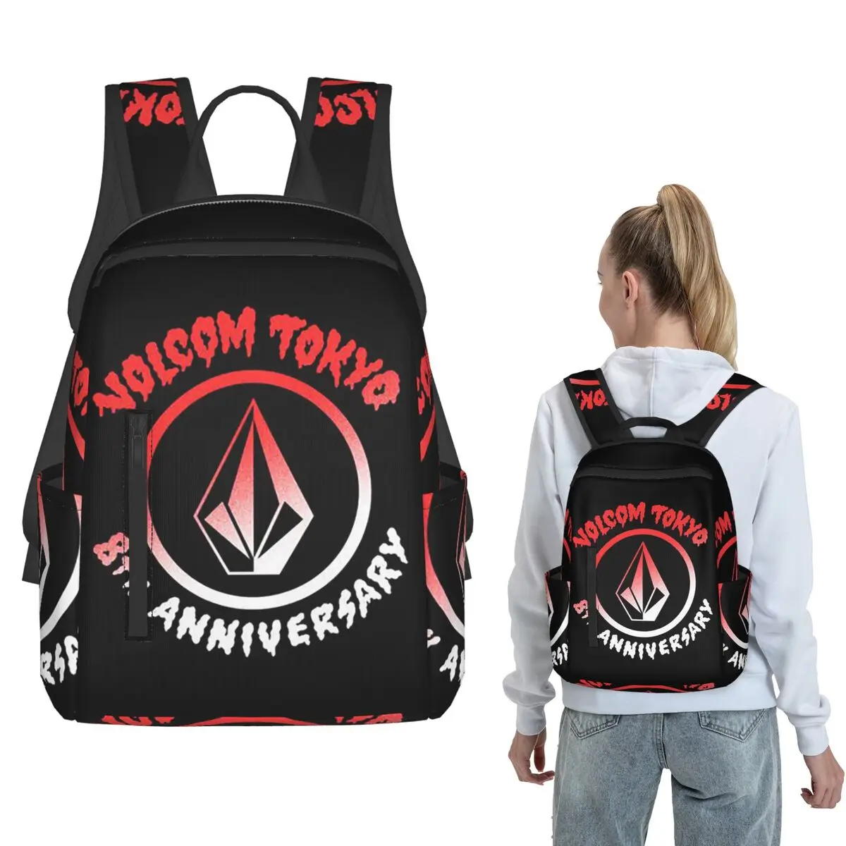 Half Diamond Volkom (20) Backpack Large Capacity Boys Girls BookBag School Bag Shoulder Bags for Men Women