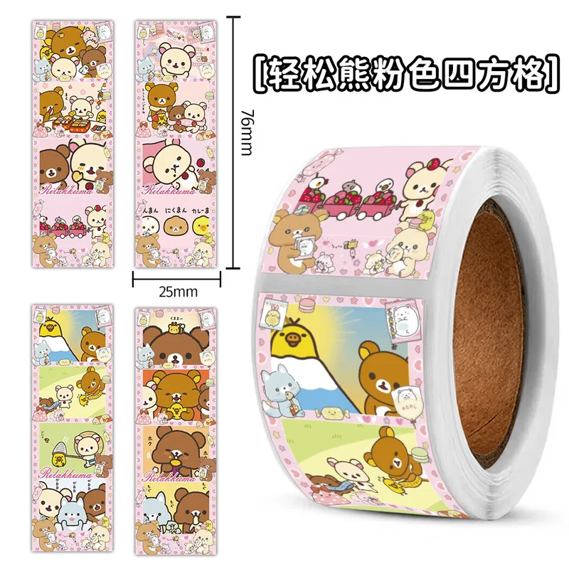 120pcs Kawaii Rilakkuma Cartoon Stickers Diy Anime Seal Label Gift Decorative Cartoon Kids Party Candy Rolls Stickers Toys