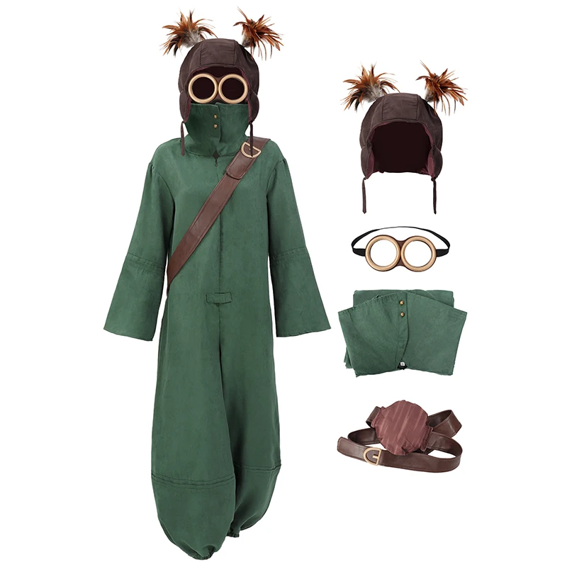 DAZCOS Nightmares Cosplay Costume US Size Green Jumpsuit Full Set with Glasses Cap for Halloween Christmas Party