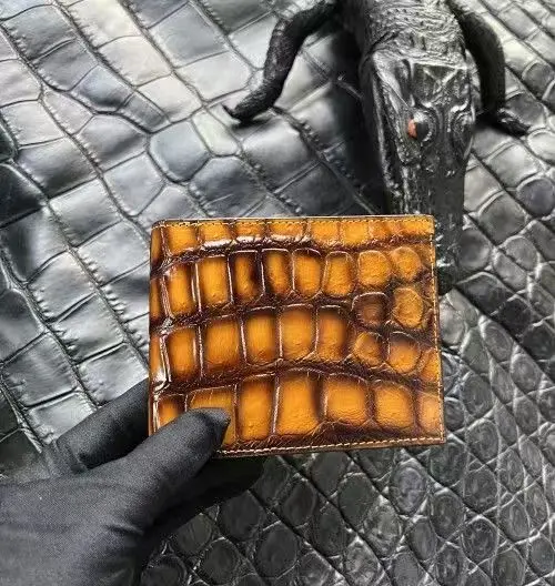 New Fashion Men Alligator Wallets Real Crocodile Genuine Leather Short Organizer Wallet Boy Brand Luxury Card Holder Purse