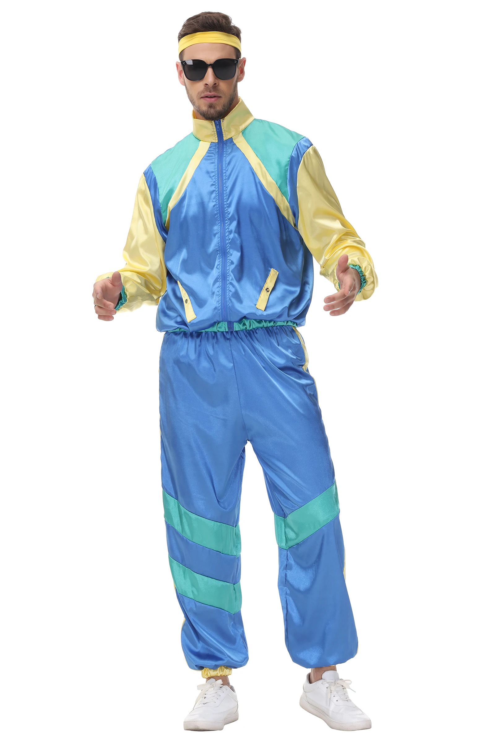 Costume hippie rétro pour Couple, pour hommes et femmes, costume de danse disco hip-hop des années 80, cosplay de pom-pom girl d'halloween