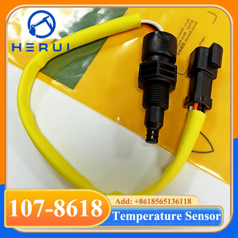 Black Temperature Sensor 107-8618 1078618 for Engine 3126 3406E 321C 329D 320D Crawler Excavator
