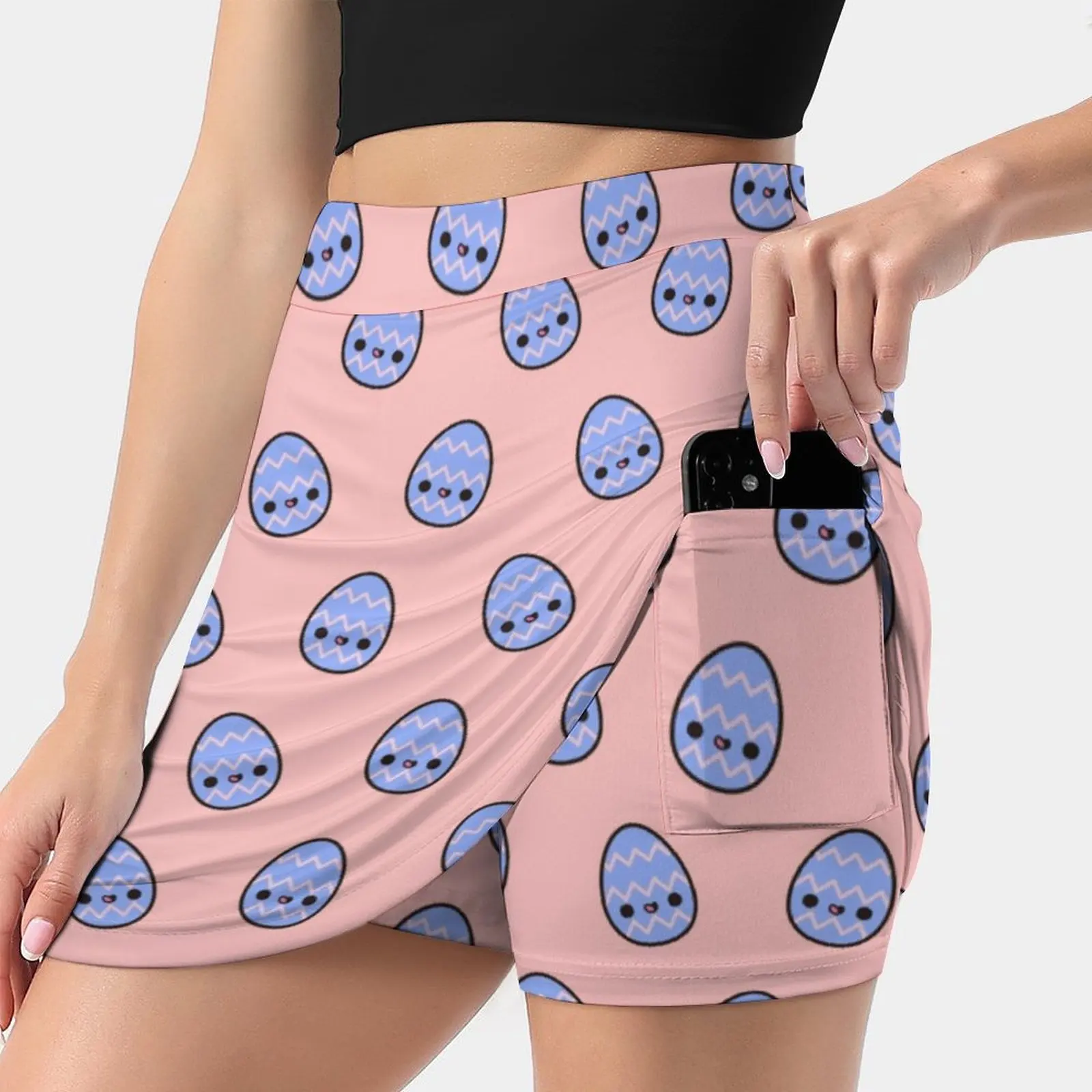 Happy Easter Egg Women Sports Lining Skirt Tennis Dance Fitness Short Printed Skirts Cute Kawaii Sweet Food Chocolate Easter