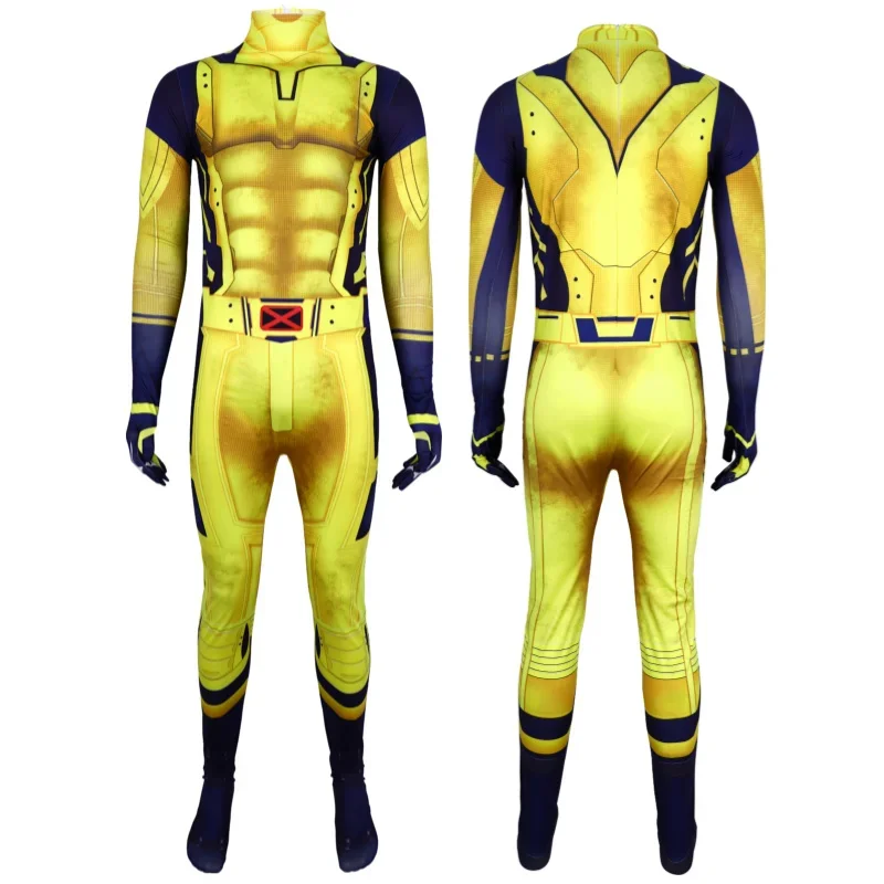 Wolverine Cosplay Kostuum James Howlett Jumpsuit Schouderpantser Set 3d Print Zentai Bodysuit Superheld Halloween Man Outfit