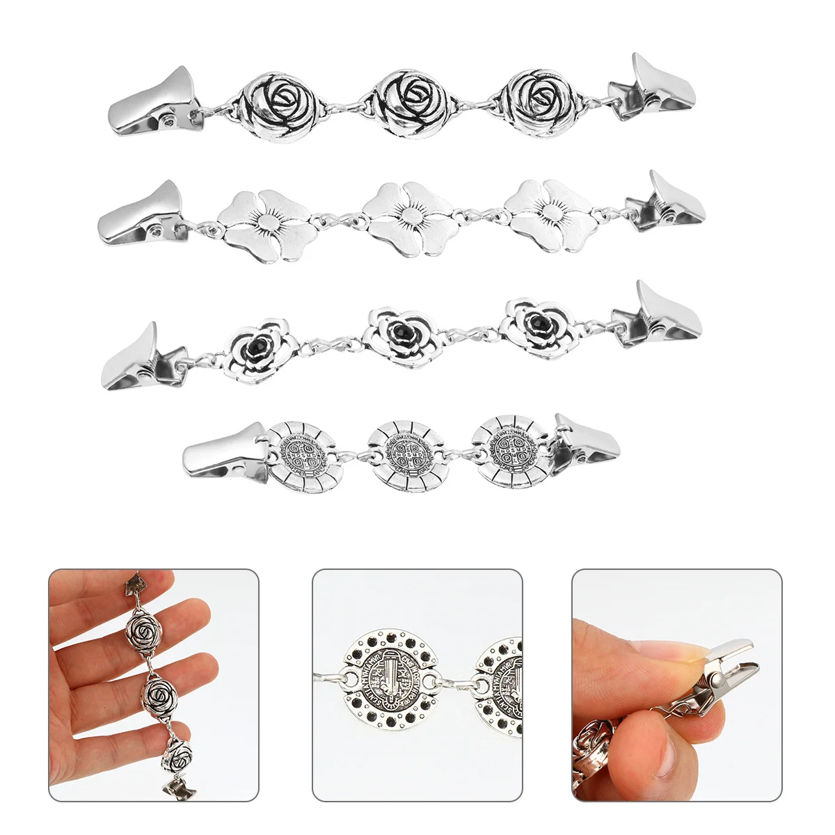 

4Pcs Sweater Shawl Clips Alloy Stylish Cardigan Pins Fashion Clothes Accessory Turtle Clip Sweater Clips Shawl Pins