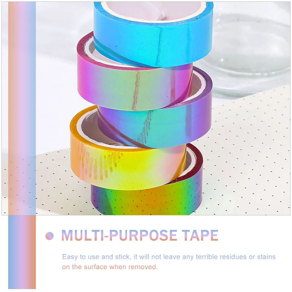 12 Rolls Color Pocket Tape Holographic Album Planner Decoration Tapes Sticker Decorate Diary DIY Gradient Manual