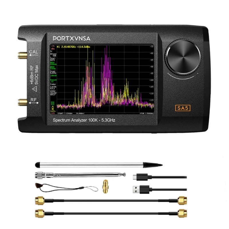 

Ручной анализатор спектра SA5 4-дюймовый IPS ЖК-дисплей, многофункциональный инструмент частотного анализа, 100 кГц–5,3 ГГц,