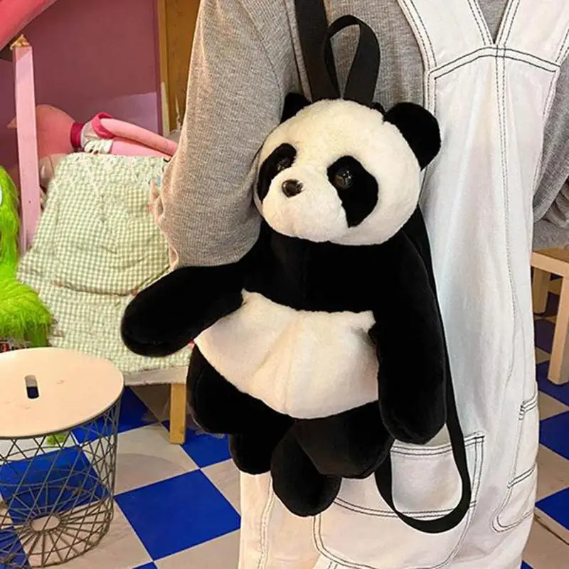 Bear Backpack Shoulder Backpack Panda Ajustable Bag Plush Fabric Animal Shoulder Bag Kids Cartoon Backpack For Toys Fruit Food