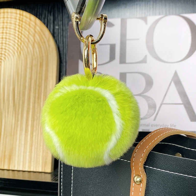 Cute Tennis Plush Tennis Car Keychain Pendant Ins Plush Ball School Bag Hanging Ornaments For GirlS Gift