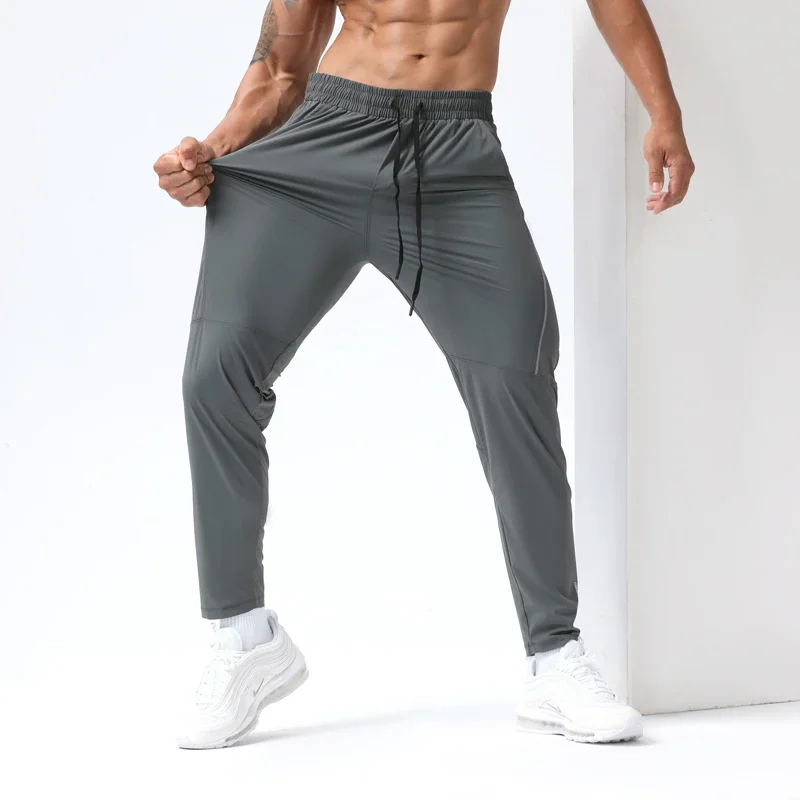 Mens Gym Casual Sweatpants Pant Fishing Breathable Quick-Drying Ice Silk Leisure Pants Outdoor Sports Jogging Training Trousers