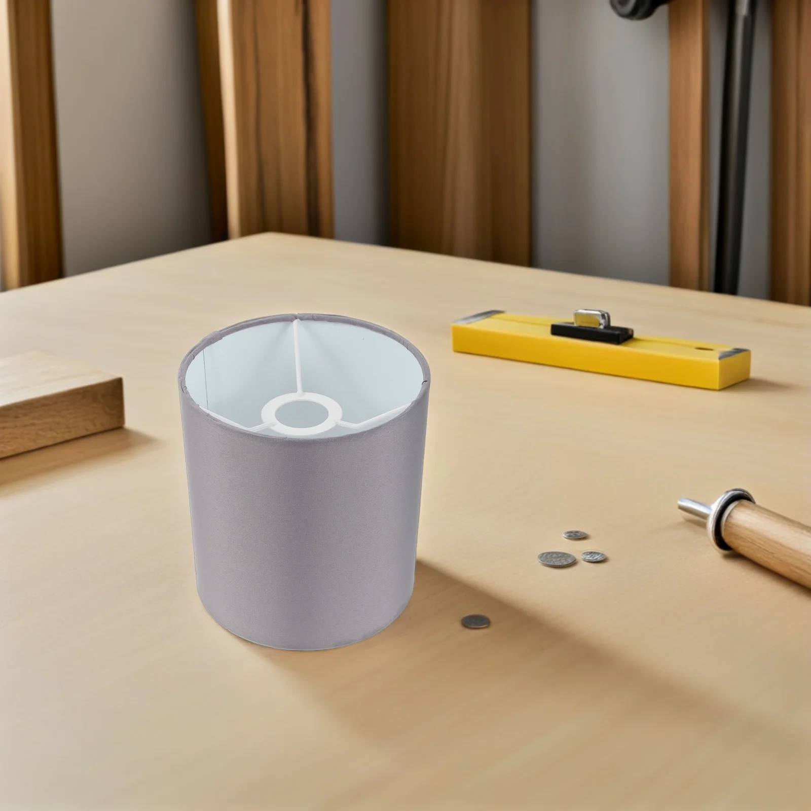 

Small Drum Gray Fabric Lampshade Modern Cylindrical Table Wall Ceiling Light Shade Bedroom Living Room Decorative Lighting