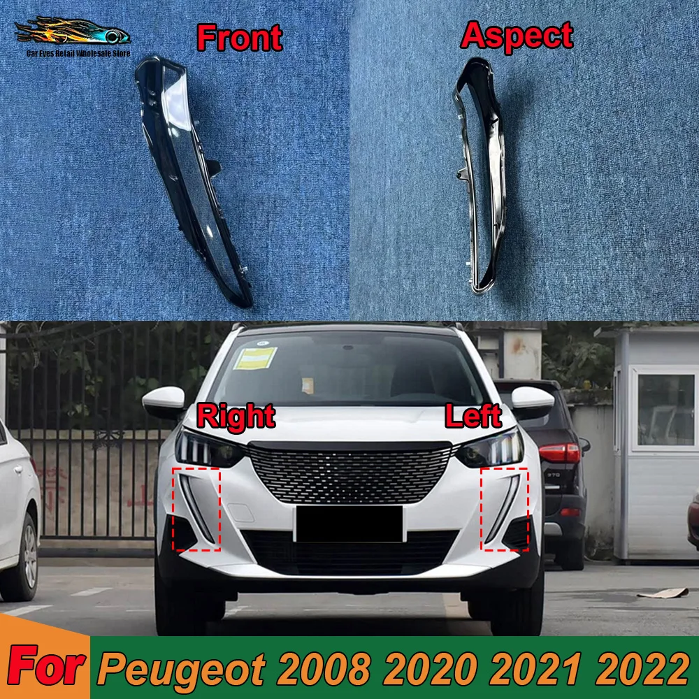 Transparent Headlamp Cover 2020 2021 2022 For Peugeot 2008 Headlight Mask Lampshade Lamp Shell Plexiglass Replace Original Lens