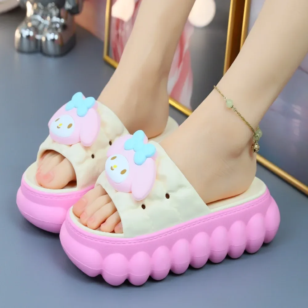 Sanrio summer personality cute adult girl one-line increased non-slip indoor and outdoor soft-soled deodorant EVA home slippers