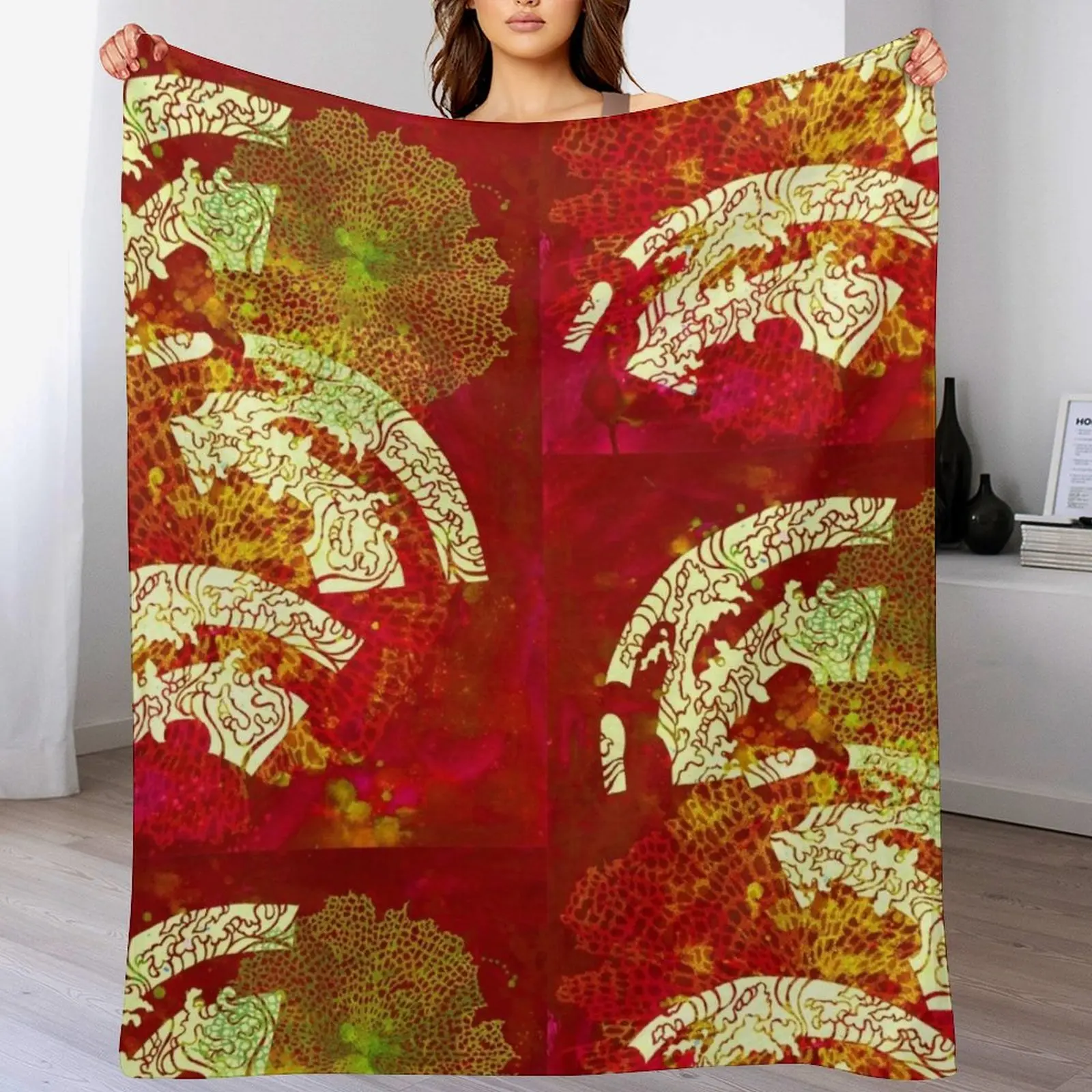 

Bright Red Seafans 3 Throw Blanket All Season Soft Lightweight Blanket for Home