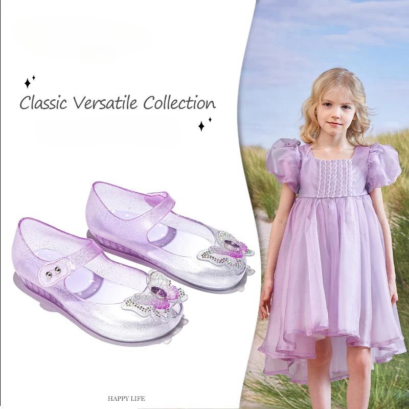 Children's Jelly Sandals 2025 New Summer Anti slip Soft Sole Girls' Sandals Fashion Princess Beach Shoes Toddlers Shoes