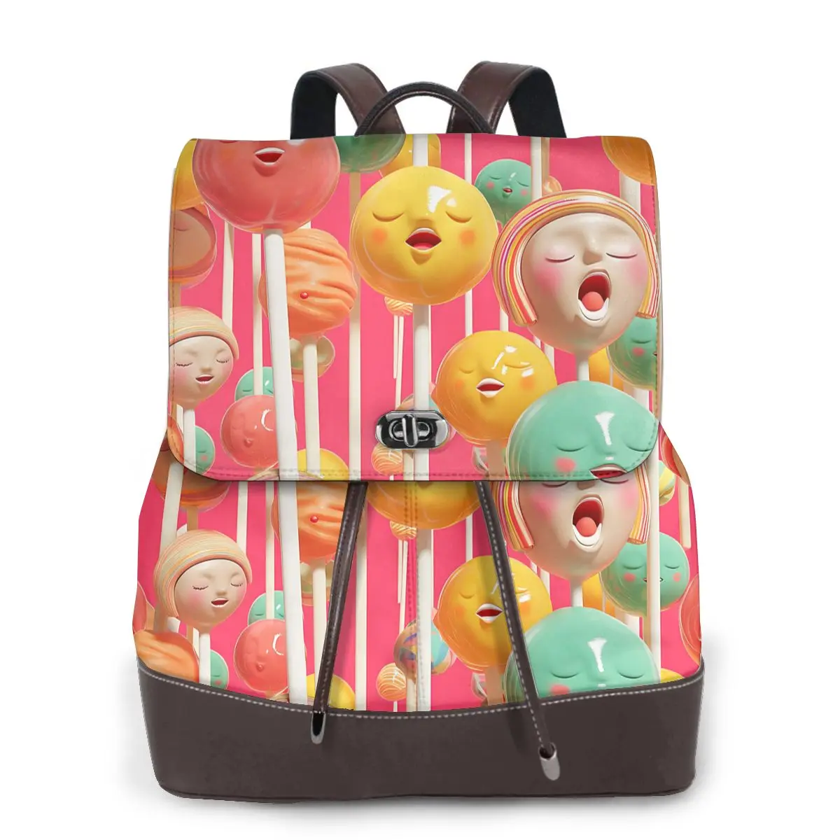 기발한 얼굴 팝 3D 패턴 새로운 핫 여성 백팩 디자이너 고품질 가죽 심플 패션 대용량 백팩