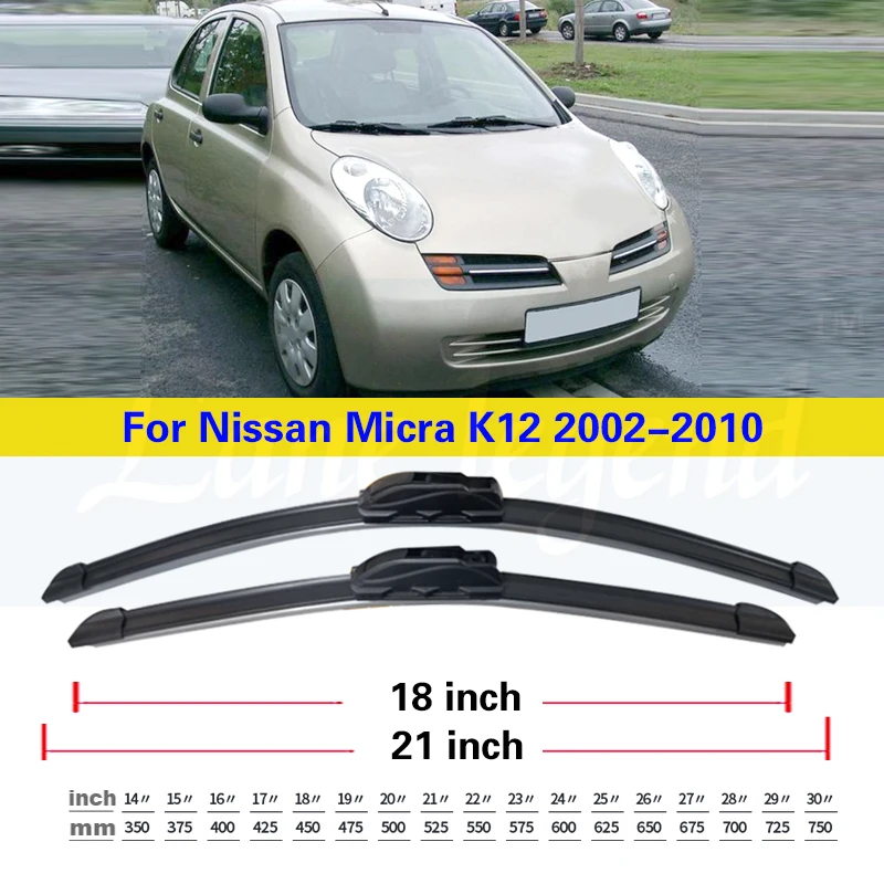 For Nissan Micra K12 2002 2003 2004 2005 2006 2007 2008 2009 2010 Front Windscreen Wiper Blades Cutter Car Accessories U J Type