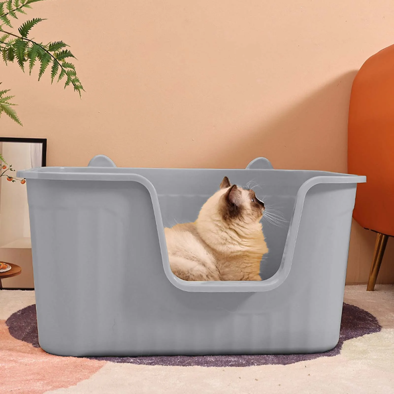 Durable Open Top Pet Litter Tray Cat Sand Box Anti Splashing Kitten Toilet Cat Litter Basin for Indoor Cats