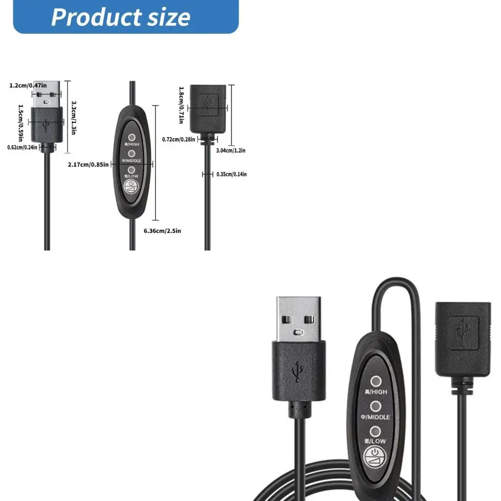 Fan Speed Controller Cable Power Adapter USB 5V 3 Speed Adjustable USB Fan Adapter Connector Cable For Desk Fan Blower