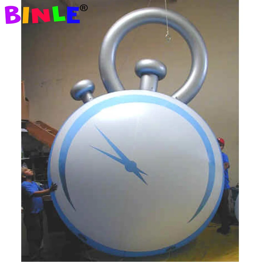 Free Shipping Cute Blue Giant Advertising Inflatable Replica Products Alarm Clock Model For Show