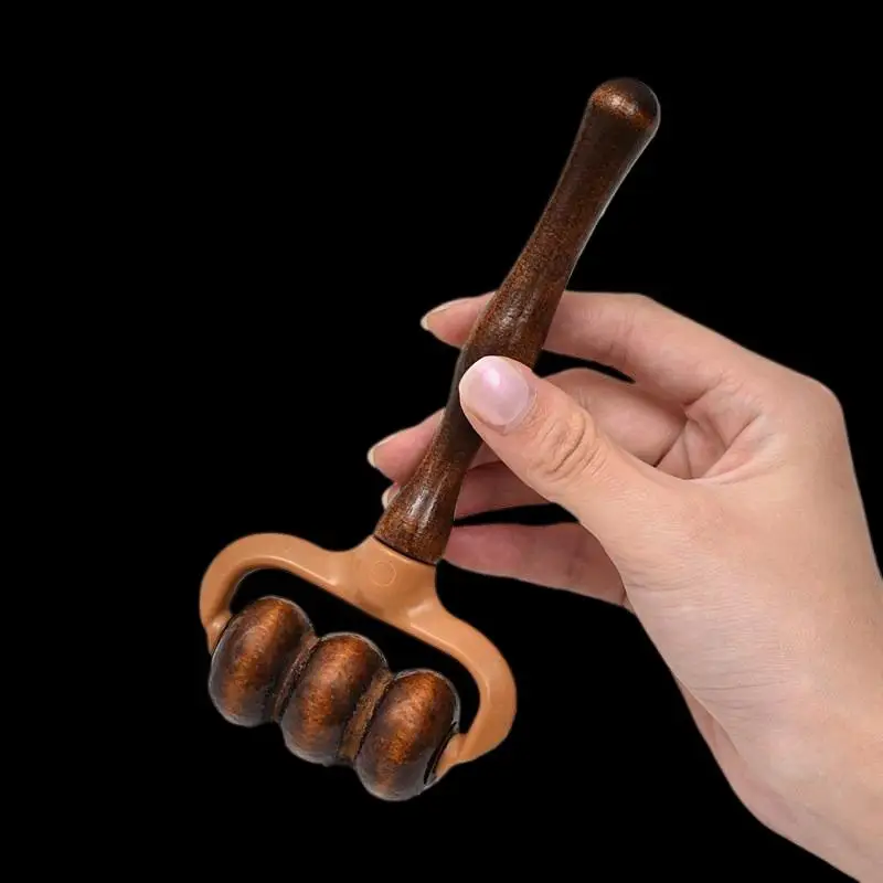 Wooden Massage Roller Handheld Muscle Relief For Neck, Shoulders, Head Promotes Circulation Home & Office Use