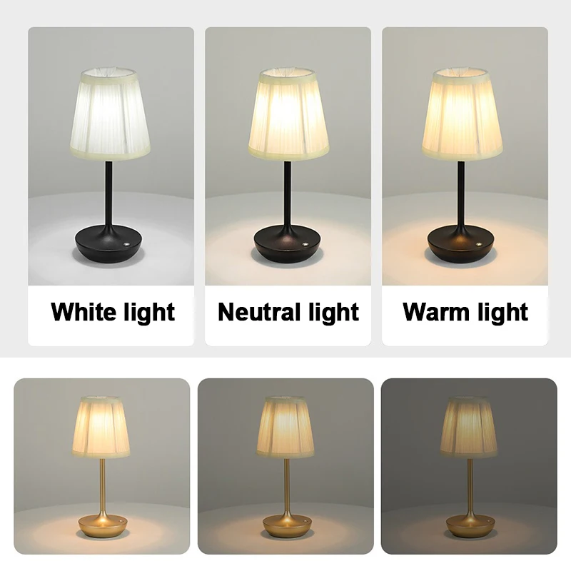 

Retro Fabric Table Light Luxury Fabric Study Bedroom Restaurant Atmosphere Light Bedhead Decoration Rechargeable Led Desk Lamps