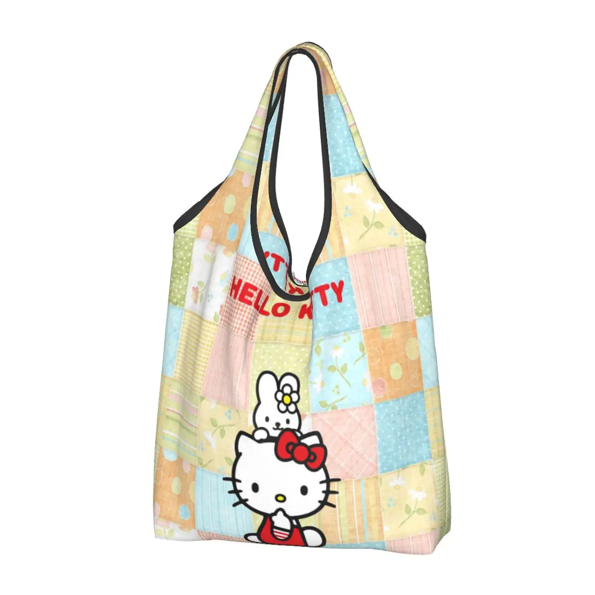 Kawaii Sanrio HelloKitty Cartoon Reusable Shopping Grocery Bags Foldable 50LB Weight Capacity Eco Bag Eco-Friendly Ripstop