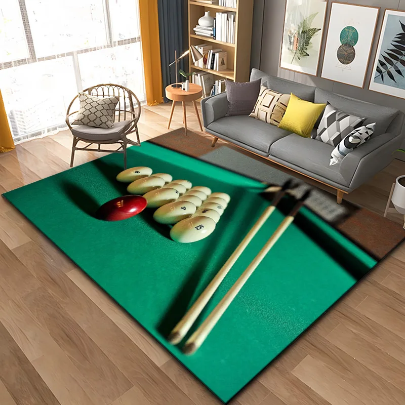 3D Colorful Snooker Billiard Carpet Ball Sports Area Rug for Living Dining Room Bedroom Decor Floor Rug Bathroom Non-Slip Rugs