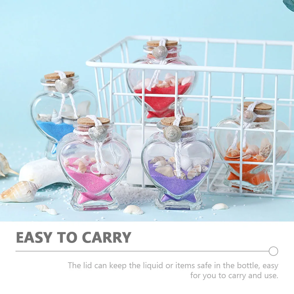 

4 Pcs Wishing Bottles DIY Heart Shaped Glass Perfume Bottles Wooden Drift Wedding Decor Transparent Safe Long Use