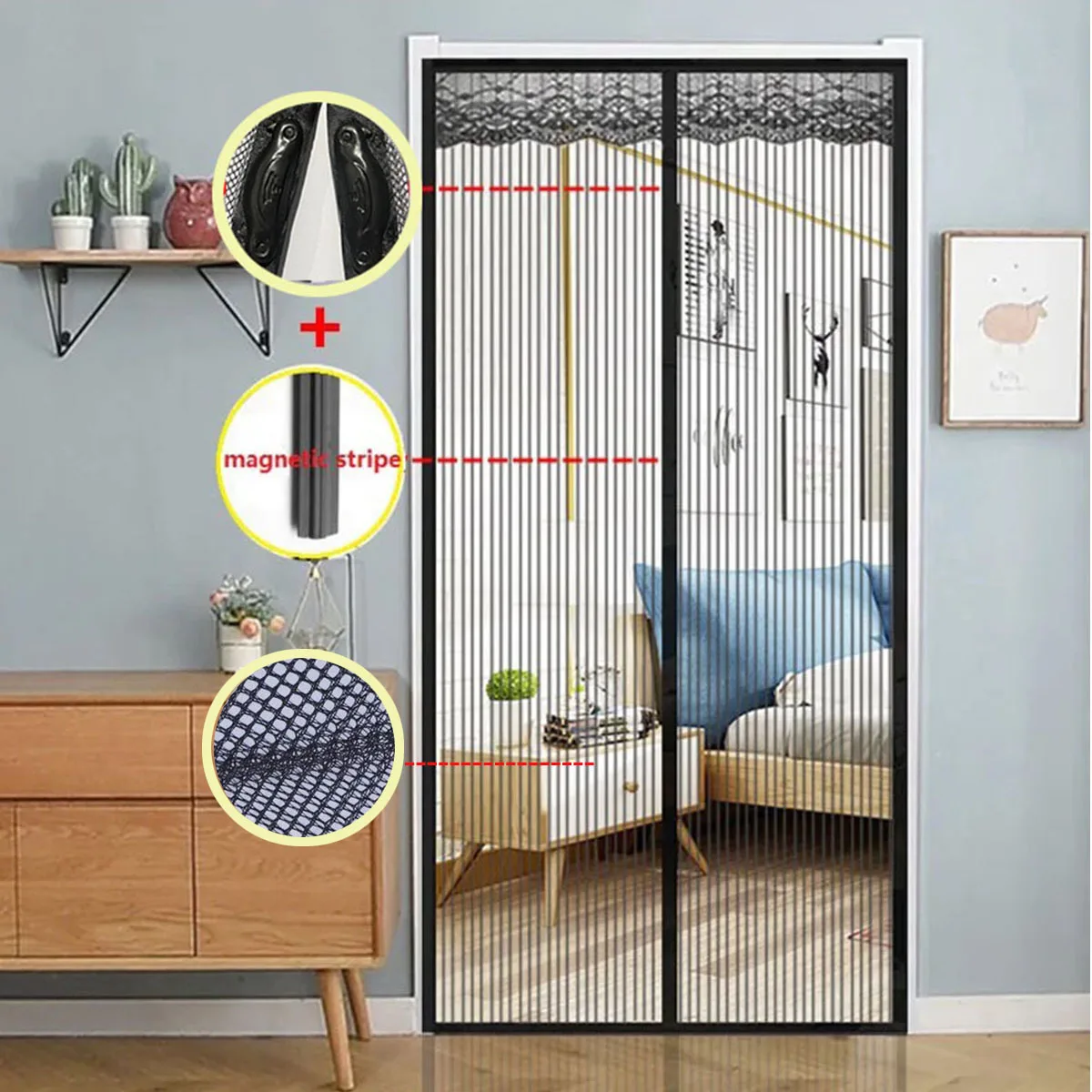 Summer bedroom home partition anti-mosquito door curtain automatic suction and entry free magnetic screen door home