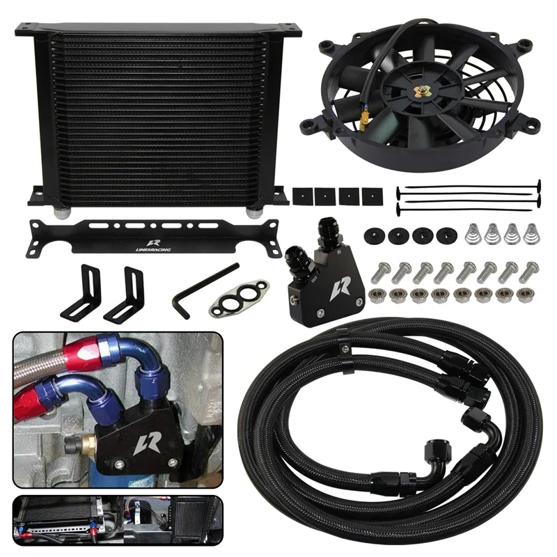 30/34 Row Universal Oil Cooler Kit For Corvette C5 C6 C7 LS1 LS2 LS3 Adapter Cadillac Oil Line+7