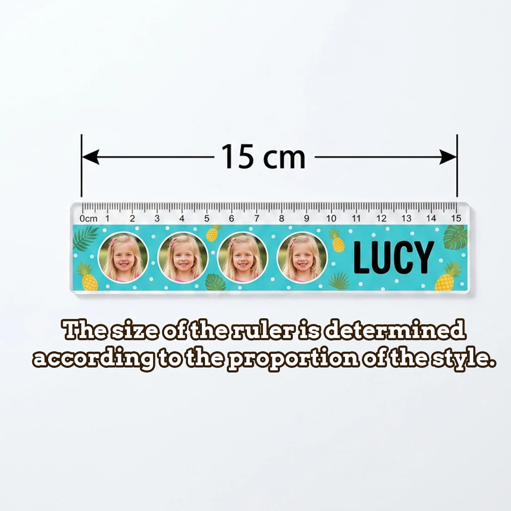 Custom Photo Name Acrylic Ruler,Personalized Straight Measuring Ruler,Back‑to‑School,Students,Learning,Art Art Drafting Use