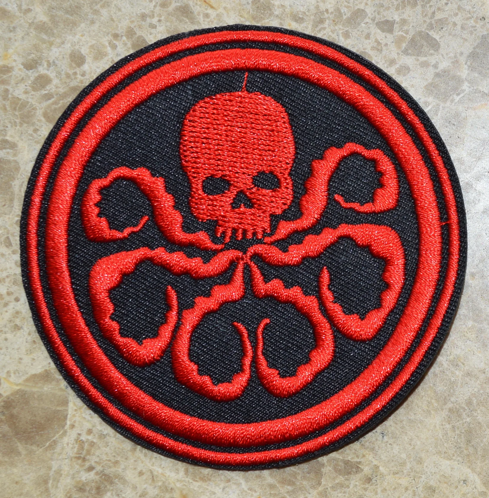 Evil Cuttlefish Red Inkfish Skull cuttle fish EMBROIDERY IRON ON PATCH BADGE #YELLOW (≈ 7.6 cm)
