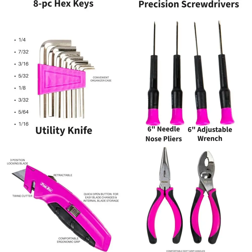 

Набор инструментов из 40 предметов, розовый, с сумкой, PB40TBK