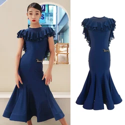 Summer Sleeveless Ballroom Competition Dress For Girls Prom Standard Tango Dance Costume Waltz Dancing Practice Wear VDB5636