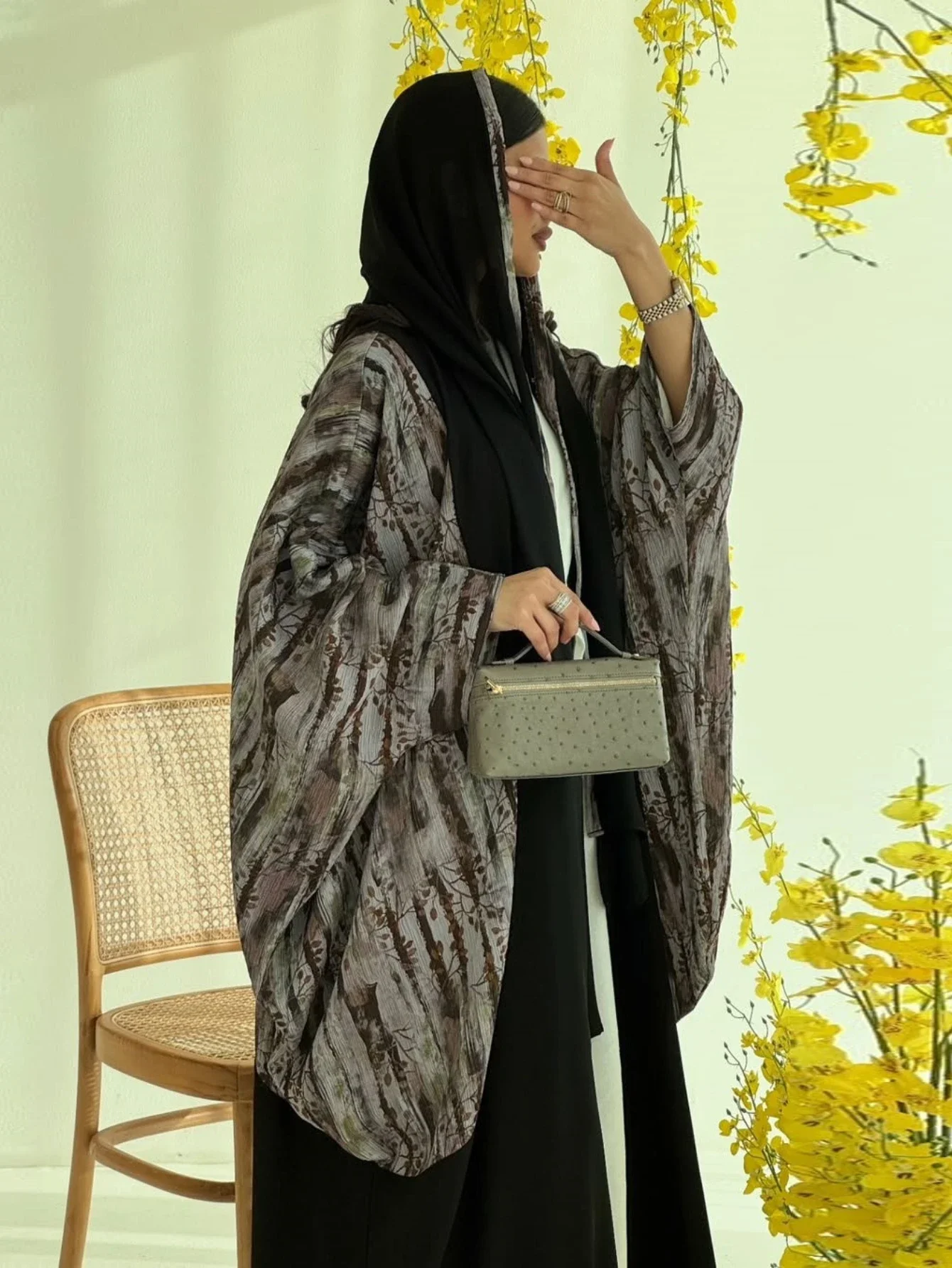 Eid Frauen Abaya Schal Offenes Kleid Muslimischen Dubai Vestidos Largos Drucken Strickjacke Lange Robe Kaftan Party Kaftan Jalabiya Ramadan 2026