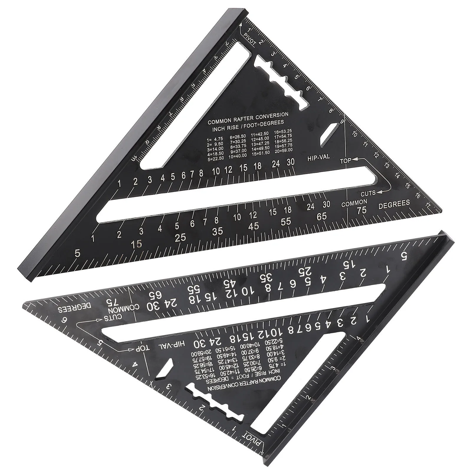 Triangle Angle Protractor, 7 Inch Metric Aluminum Alloy Black Oxidation Roofing Triangle Angle Protractor Layout Guide