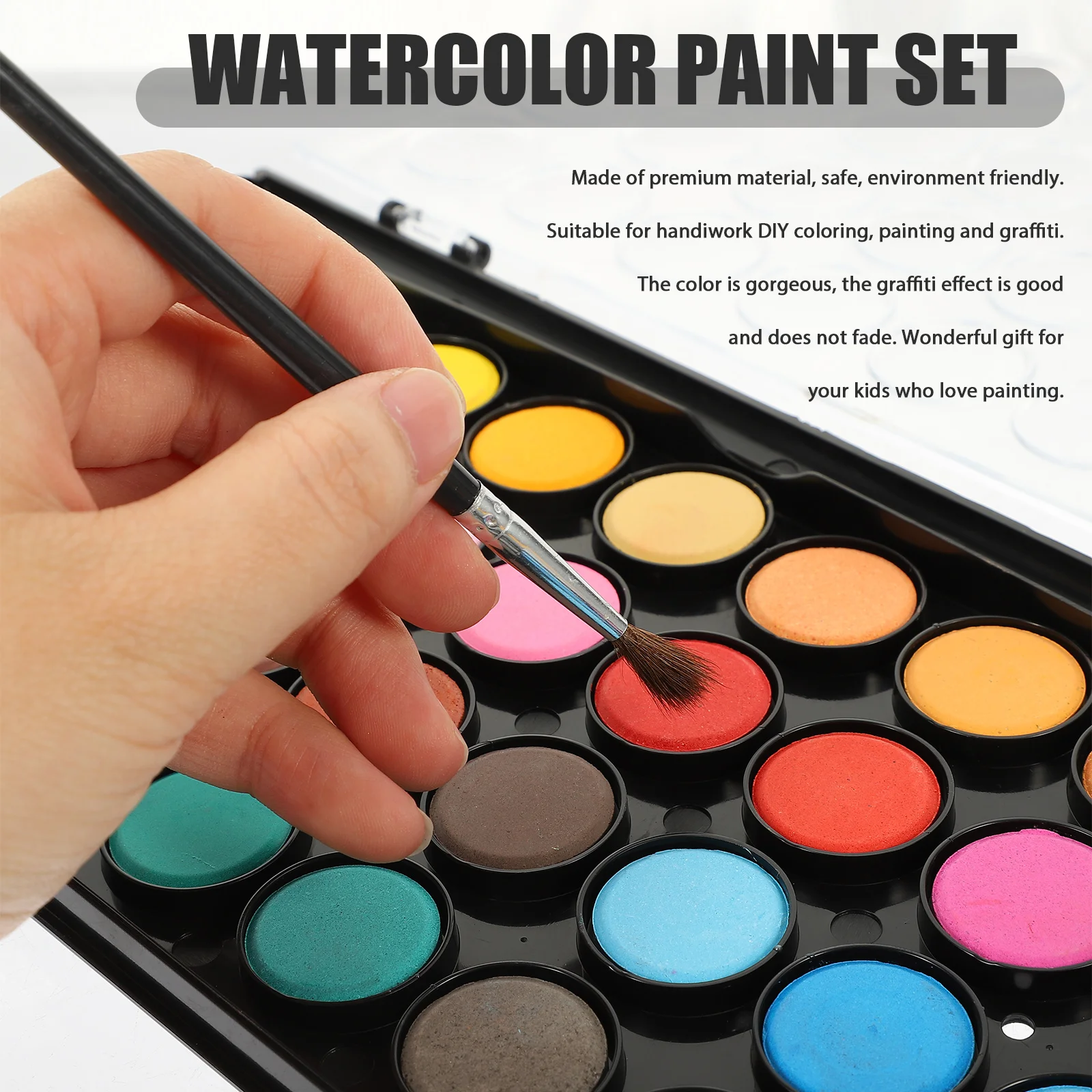 

Watercolor Paint Box Bright Vivid Pigments Quick Dry Portable Painting Supplies Colors Mixing Plate Travel Sketch Art Supplies