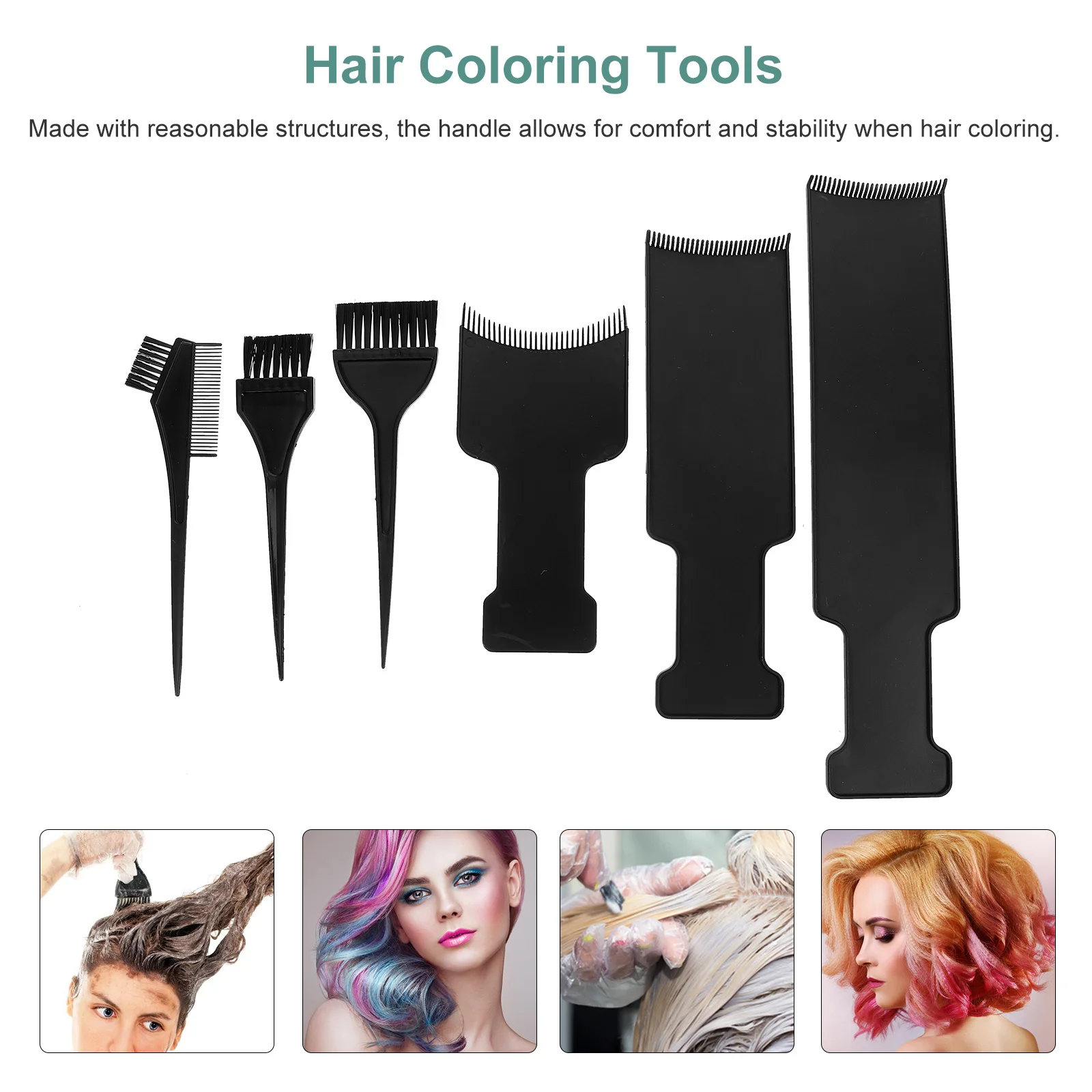 

6pcs Hair Dyeing Tools Set Frosted Highlights Brushes Curved Coloring Plates Multi-Dimensional Gradient Tinting For Home Salon