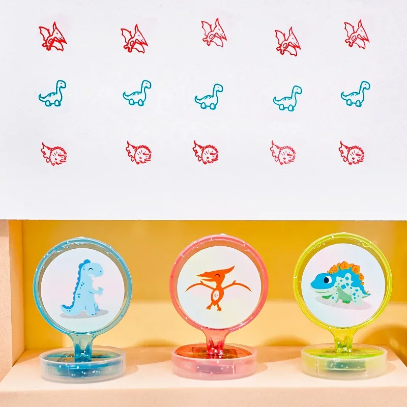 10 Pcs Assorted Stamps for Kids Self-ink Stamps Children Toy Stamps Dinosaurs Seal Scrapbooking DIY Painting Photo Album Decor