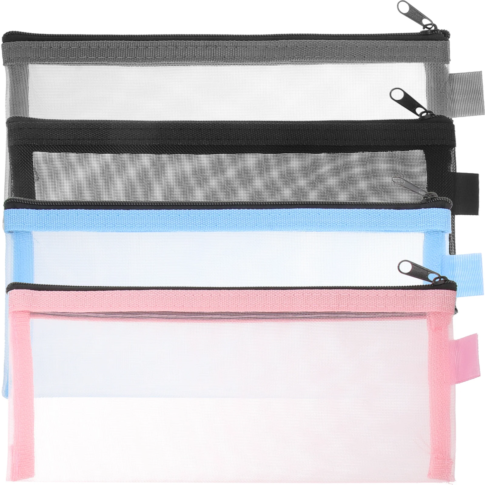 

4 Pcs Large Capacity Stationery Bag Wear Resistant Pen Pouch Nylon Pencil Case Zipper Small Marker Bag Travel Accessories