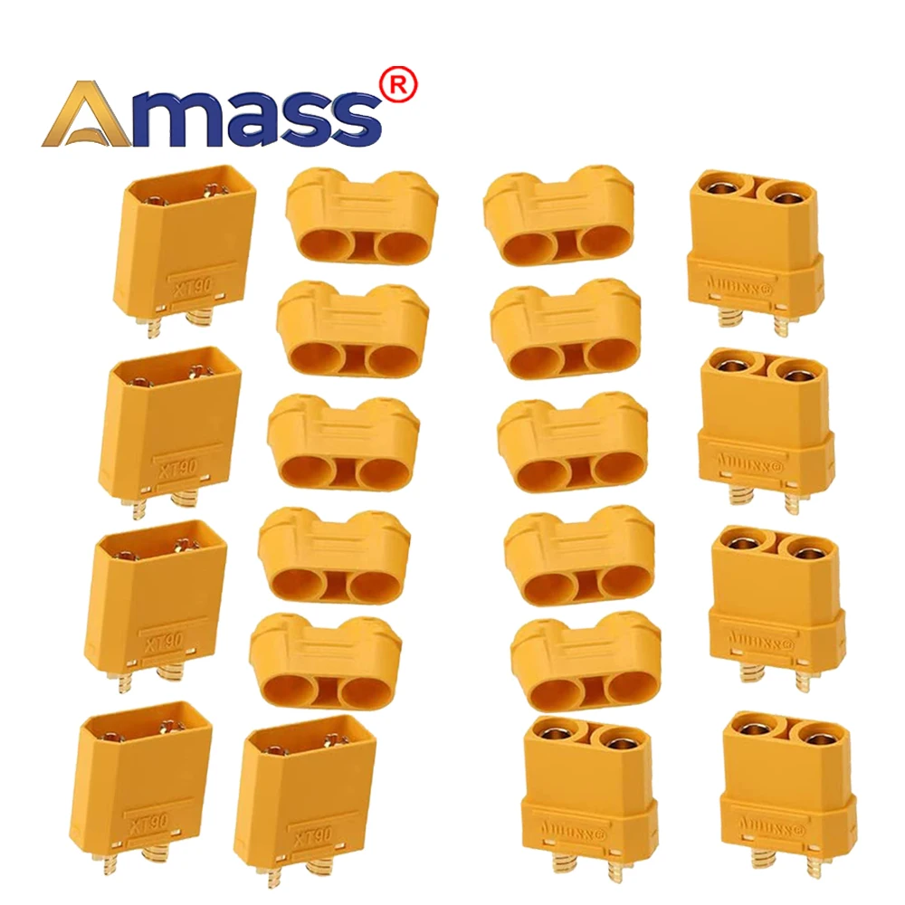 5Pairs Amass XT90 XT90H Battery Connector Bullet Connector Male and Female Plugs Adapter with Sheath Housing for RC Lipo Battery