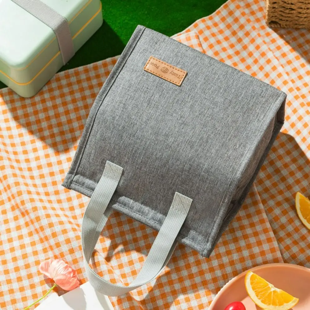 Package Solid Color Picnic Food Bag Waterproof Lunch Bag Food Hand Bags Thermal Breakfast Organizer Tote Canvas Lunch Bag