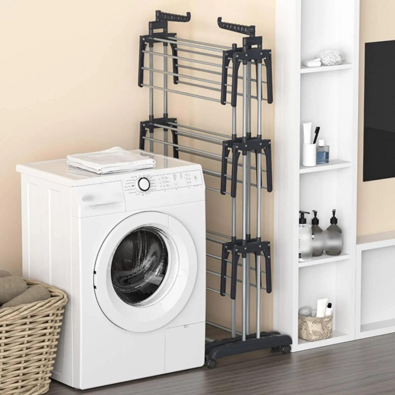Triple Tier Clothes Drying Rack Extendable Wing Drying Rack No Assembly