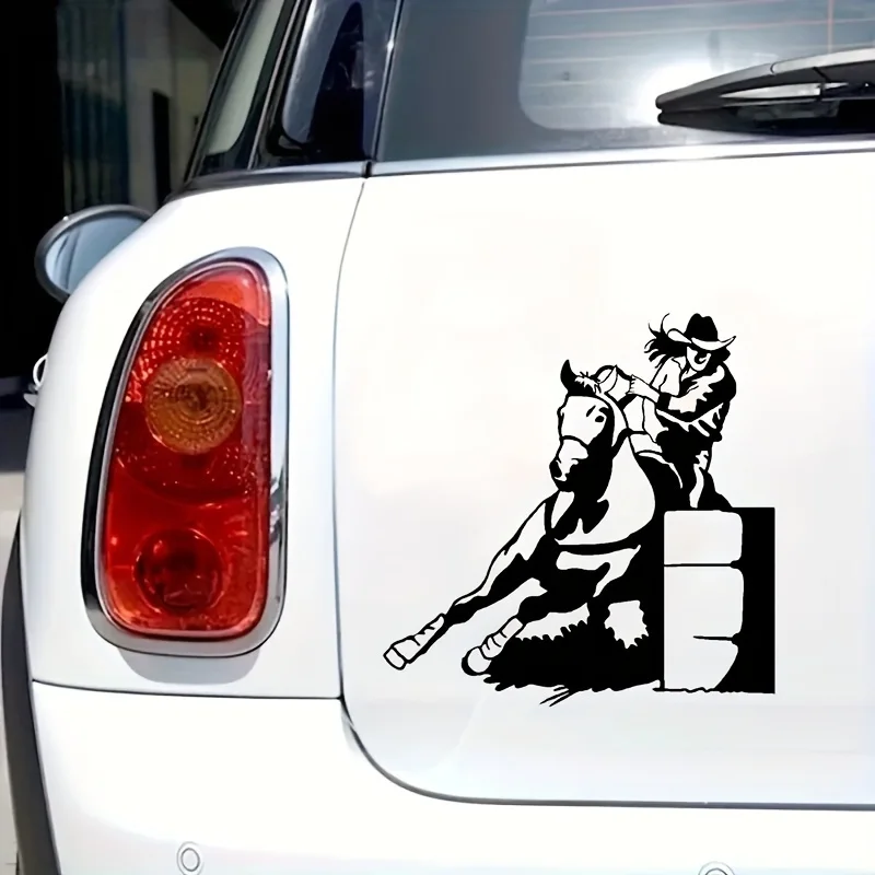 Bucket racer and cowboy horse vinyl sticker - Durable car、Truck、Laptop bumper sticker | Rural-themed exterior decoration