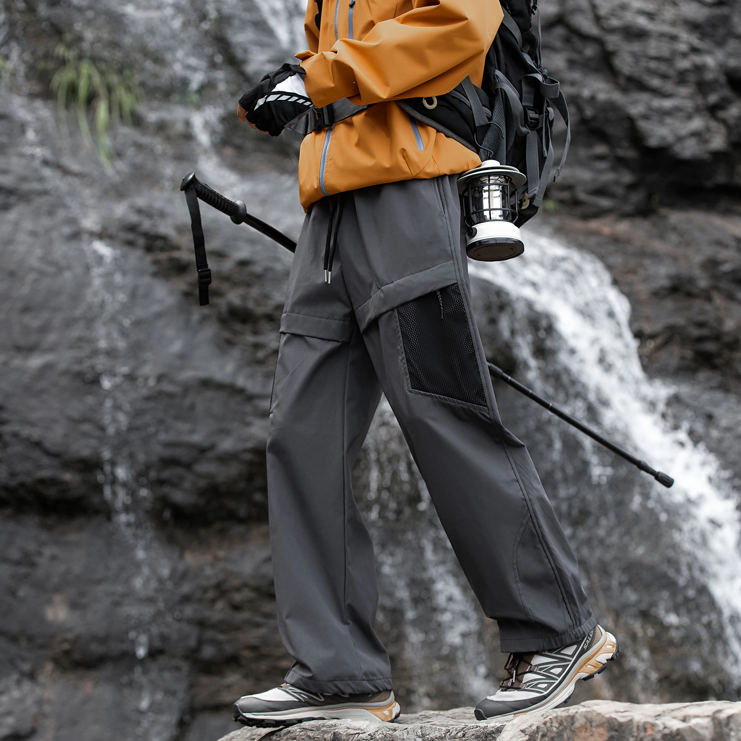 

Autumn Outdoor Functional Hiking Trousers - New Trendy Loose Fit, Lightweight and Breathable in Black,