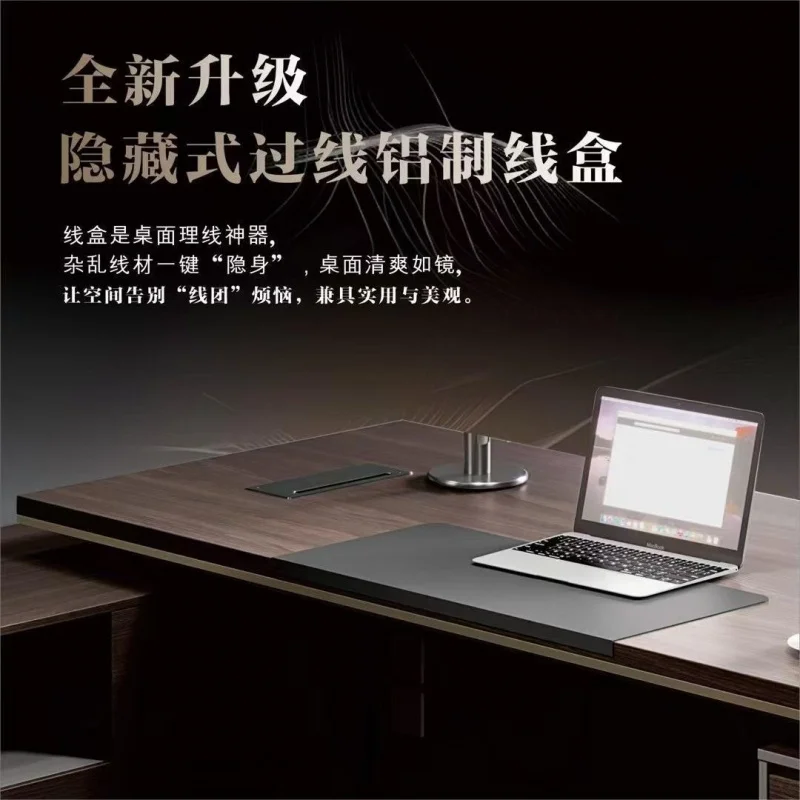 , Simple Modern Office , Manager , Executive Desk With Double Cabinets, CEO Furniture, Impressive Supervis
